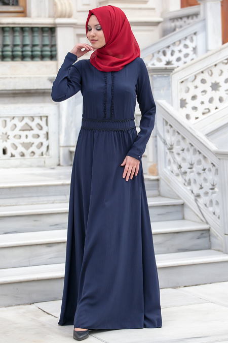 New Kenza - Navy Blue Hijab Dress 3024L