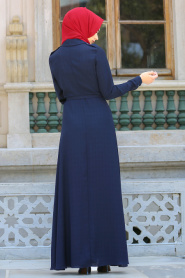 New Kenza - Navy Blue Hijab Dress 3071L - Thumbnail