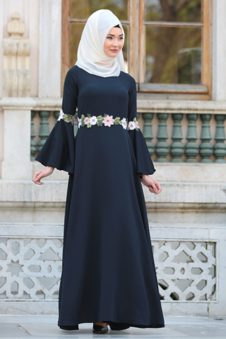 New Kenza - Navy Blue Hijab Dress 3079L