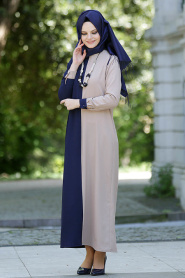 New Kenza - Navy Blue Hijab Dress 3994L - Thumbnail