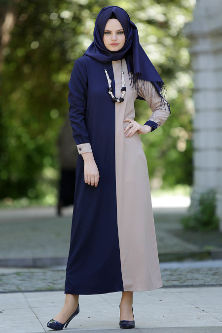 New Kenza - Navy Blue Hijab Dress 3994L