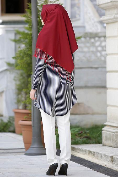 New Kenza - Navy Blue Hijab Shirt 2835L - 3