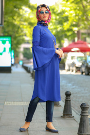New Kenza -Navy Blue Hijab Tunic 20480L - Thumbnail