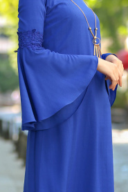 New Kenza -Navy Blue Hijab Tunic 20480L - Thumbnail