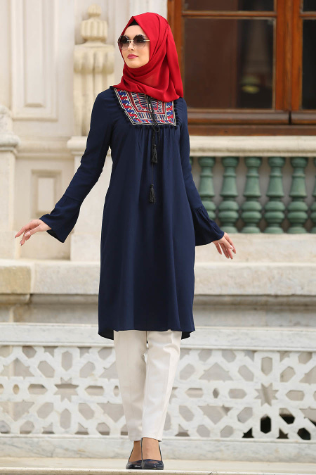 New Kenza - Navy Blue Hijab Tunic 20871L