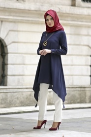 New Kenza - Navy Blue Hijab Tunic 2858L - Thumbnail