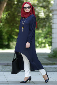 New Kenza - Navy Blue Hijab Tunic 2867L - Thumbnail