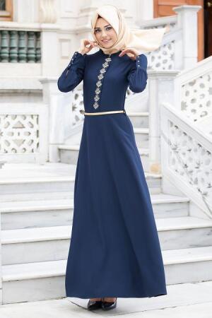 New Kenza - Navy Blue Hijab Tunic 3015SL - 1