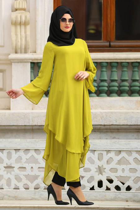 New Kenza - Oil Green Hijab Tunic 21050YY