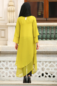 New Kenza - Oil Green Hijab Tunic 21050YY - Thumbnail