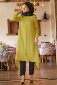 New Kenza - Oil Green Hijab Tunic 2825YY - Thumbnail