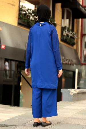 New Kenza - Pantolon& Tunik İkili Sax Mavisi Tesettür Takım 51141SX - 2