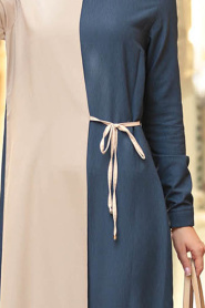 New Kenza - Petrol Mavisi Tesettür Elbise 31510PM - Thumbnail