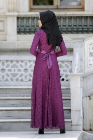 New Kenza - Plum Color Hijab Dress 30000MU - Thumbnail