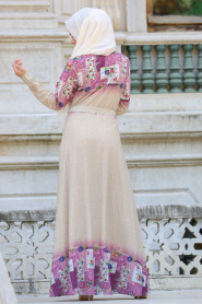 New Kenza - Plum Color Hijab Dress 3084MU - Thumbnail