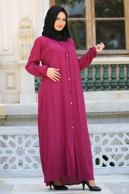 New Kenza - Plum Color Hijab Dress 3992MU
