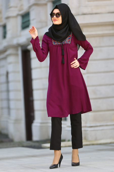New Kenza - Plum Color Hijab Tunic 20871MU