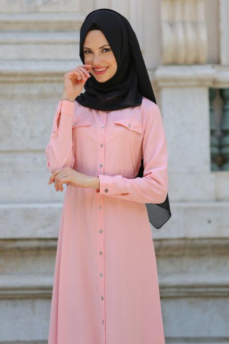 New Kenza - Powder Pink Hijab Dress 3071PD - 2