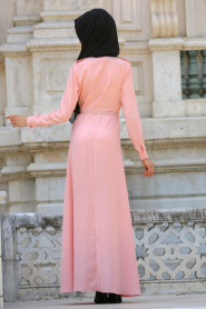 New Kenza - Powder Pink Hijab Dress 3071PD - Thumbnail