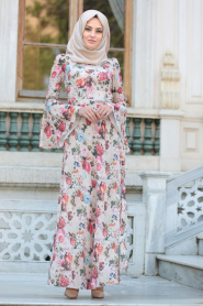 New Kenza - Powder Pink Hijab Dress 3080PD - Thumbnail