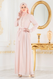 New Kenza - Powder Pink Hijab Dress 3139PD - Thumbnail