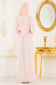 New Kenza - Powder Pink Hijab Dress 3139PD - Thumbnail