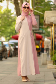 New Kenza - Powder Pink Hijab Dress 31510PD - Thumbnail