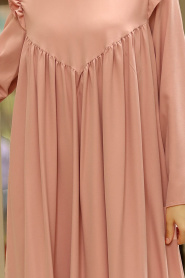 New Kenza - Powder Pink Hijab Dress 3161PD - Thumbnail