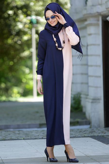New Kenza - Pudra / Lacivert Elbise - 2