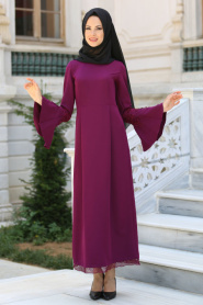 New Kenza - Purple Hijab Dress 3073MOR - Thumbnail