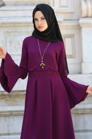 New Kenza - Purple Hijab Dress 3074MOR - Thumbnail