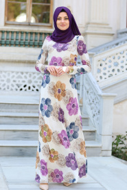 New Kenza - Purple Hijab Dress 3078MOR - Thumbnail