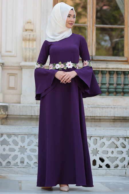 New Kenza - Purple Hijab Dress 3079MOR