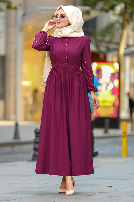 New Kenza - Purple Hijab Dress 3158MOR