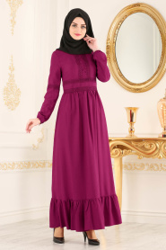 -New Kenza - Purple Hijab Dress 3159MOR - Thumbnail