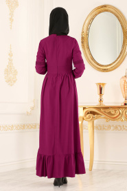-New Kenza - Purple Hijab Dress 3159MOR - Thumbnail