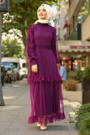New Kenza - Purple Hijab Dress 3168MOR - Thumbnail