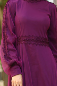 New Kenza - Purple Hijab Dress 3168MOR - Thumbnail