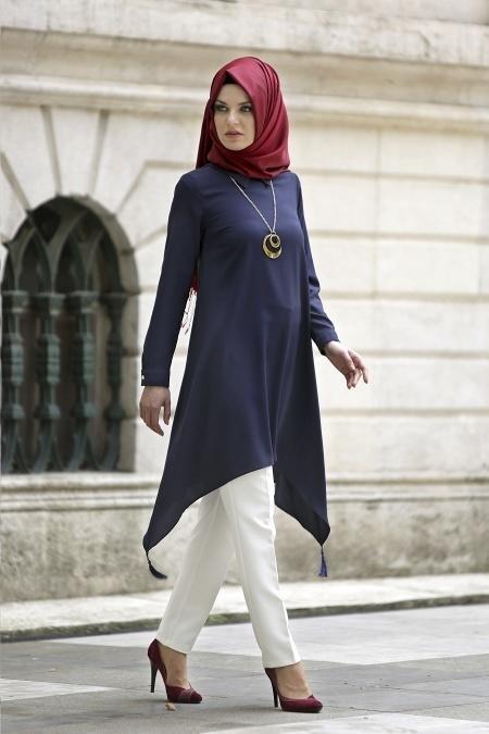 New Kenza - Püskül Detaylı Lacivert Tunik - 2