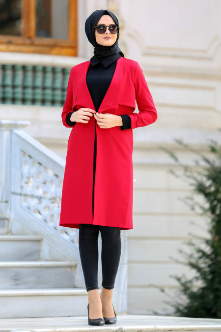 New Kenza - Red Hijab Coat 4981K