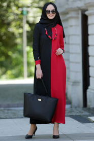 New Kenza - Red Hijab Dress 3994K - Thumbnail