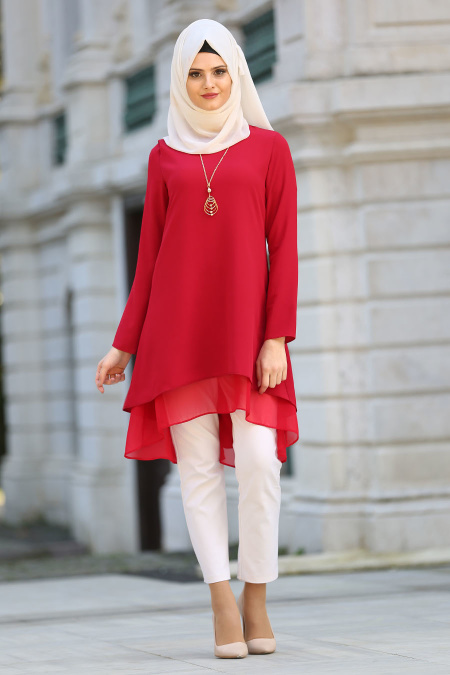 New Kenza - Red Hijab Tunic 5054K