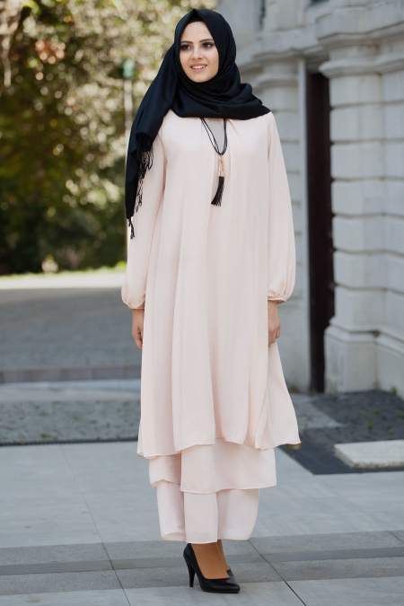 New Kenza - Salmon Pink Hijab Dress 3022SMN