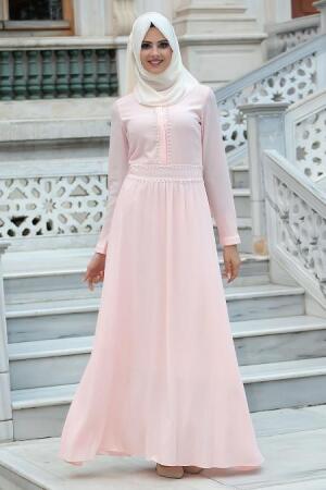 New Kenza - Salmon Pink Hijab Dress 3024SMN - 1