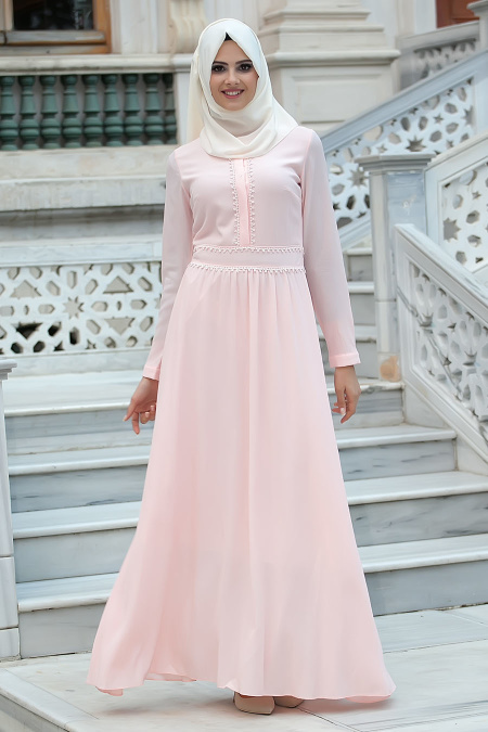 New Kenza - Salmon Pink Hijab Dress 3024SMN