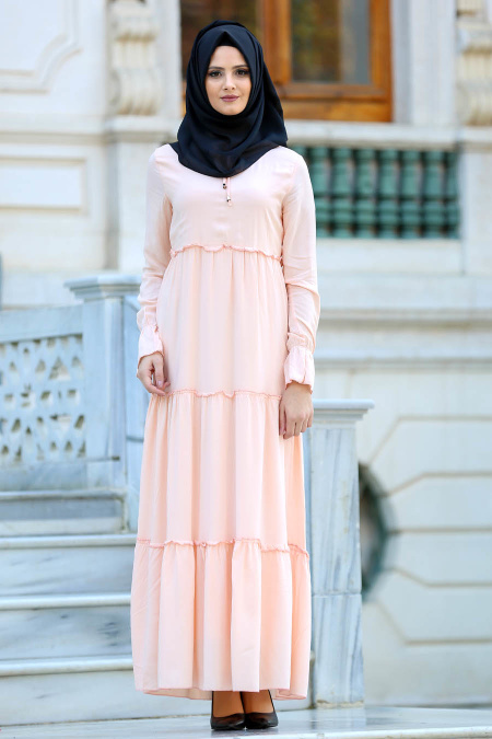 New Kenza - Salmon Pink Hijab Dress 30860SMN