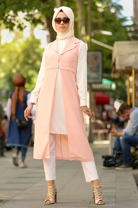 New Kenza - Salmon Pink Hijab Vest 4979SMN