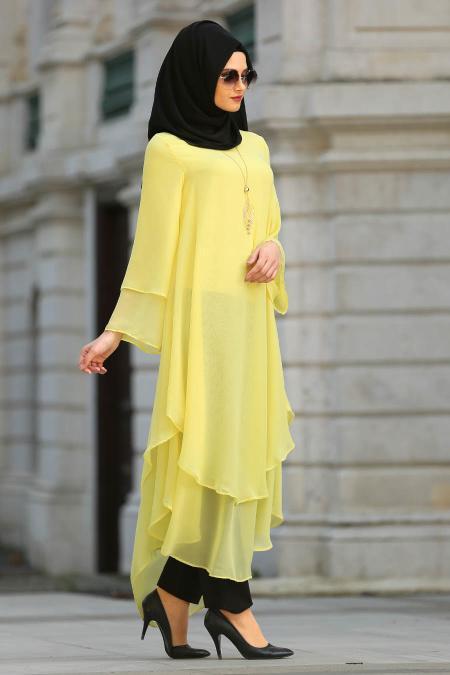 New Kenza - Sarı Tesettür Tunik 21050SR - 1