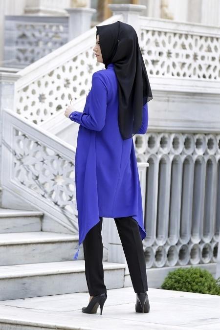 New Kenza - Sax Blue Hijab Dress 2858SX - 3