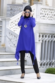 New Kenza - Sax Blue Hijab Dress 2858SX - Thumbnail